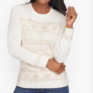 Talbots Fair Isle Sweater in Ivory and Gold